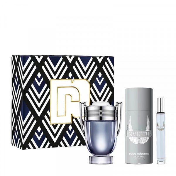 Paco Rabanne Invictus cofanetto edt 100 ml+deo parfum 150 ml + travel 10ml - Acque Profumeria