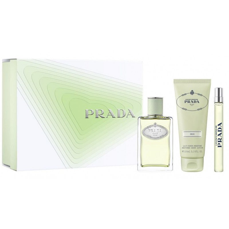 Prada Cofanetto Les Infusions Iris Eau De Parfum 50ml con Travel Spray 10ml e Body Lotion 100ml