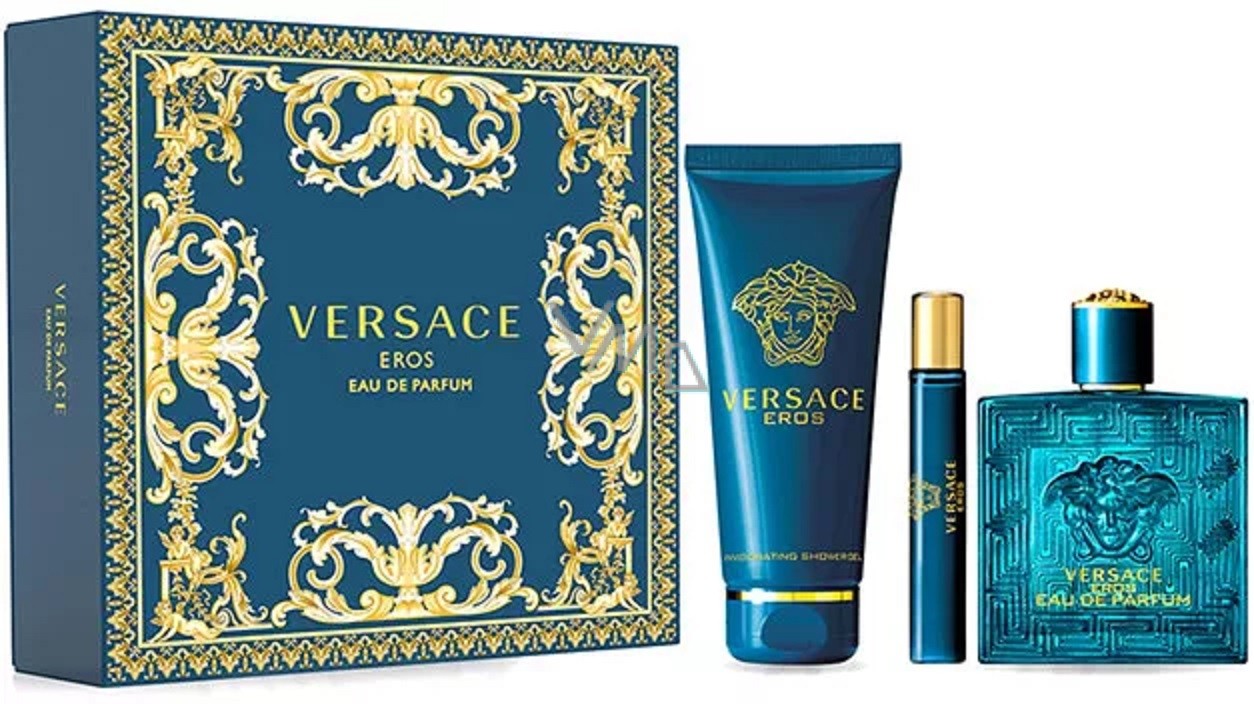 Versace Eros Eau de Parfum 100ml + Gel Doccia 150ml + Profumo da viaggio 10ml Cofanetto uomo