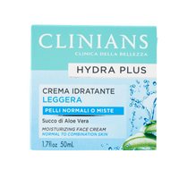 clinians- hydra plus crema viso  idratante leggera - pelli normali e miste con aloe vera e te bianco 50 ml
