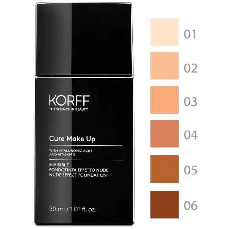 Korff Cure Make Up Invisible Fondotinta Effetto Nude Con Acido Ialuronico e Vitamina E