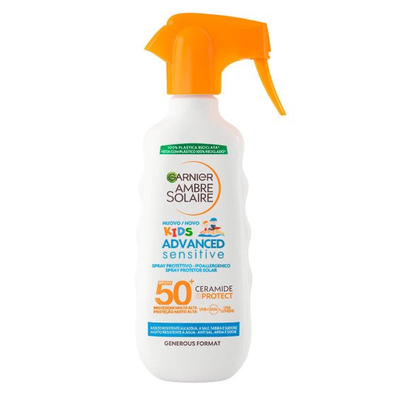 Garnier - Ambre Solaire Advanced Sensitive Kids - latte abbronzante protettivo in spray per bambini - SPF 50+ 270ml - Acque Profumeria